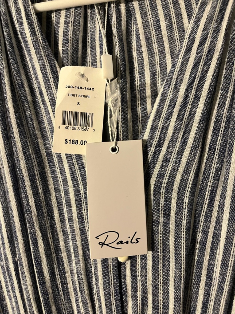 (NWT) Rails Jasmine Linen Dress Tibet Stripe In Gray And White Women’s S - Picture 6 of 10